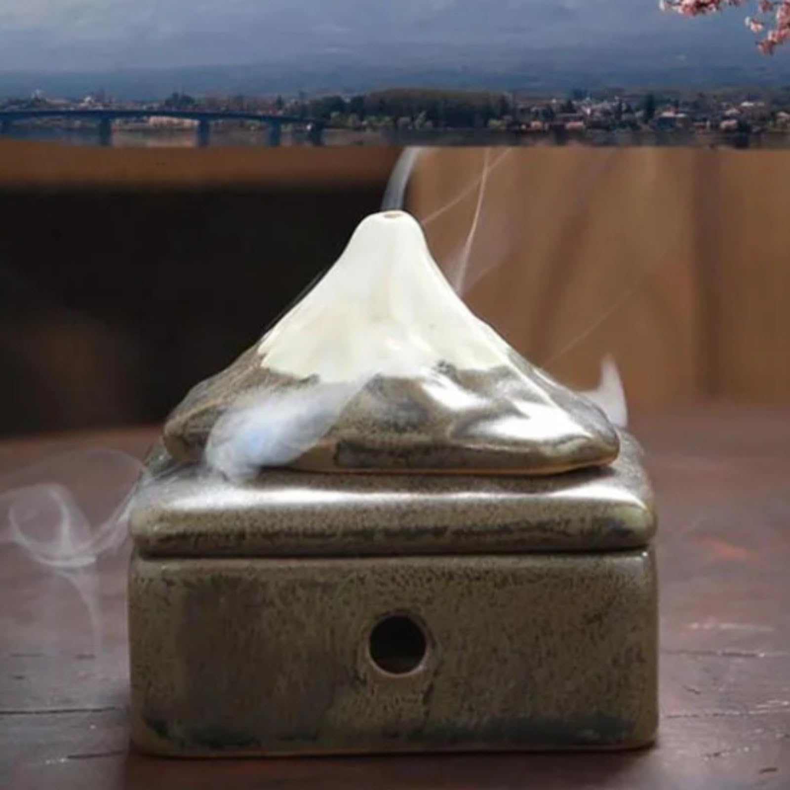 Brûleur d'encens céramique japonais 8 cm, décoration d'intérieur noble
