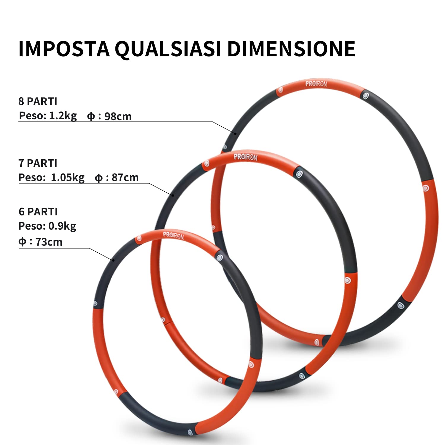 PROIRON Hula Hoop Fitness Staccabile, Hula Hoop per Adulti e Bambini, Ulaop Fitness con Comodo Imbottito in Schiuma per Sport, Perdita di Peso e Divertimento