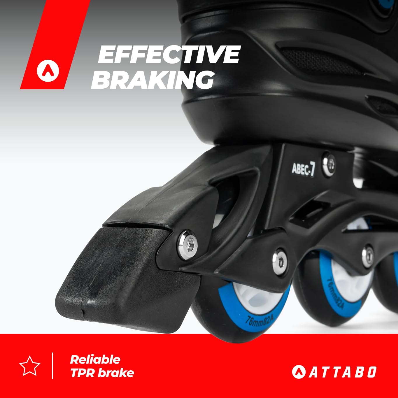 ATTABO Patines en línea ciclón talla 40-46 EU patines en línea para hombre con ruedas PU 82A capa semi-dura TPR freno patines de ruedas en línea para interior al aire libre deporte