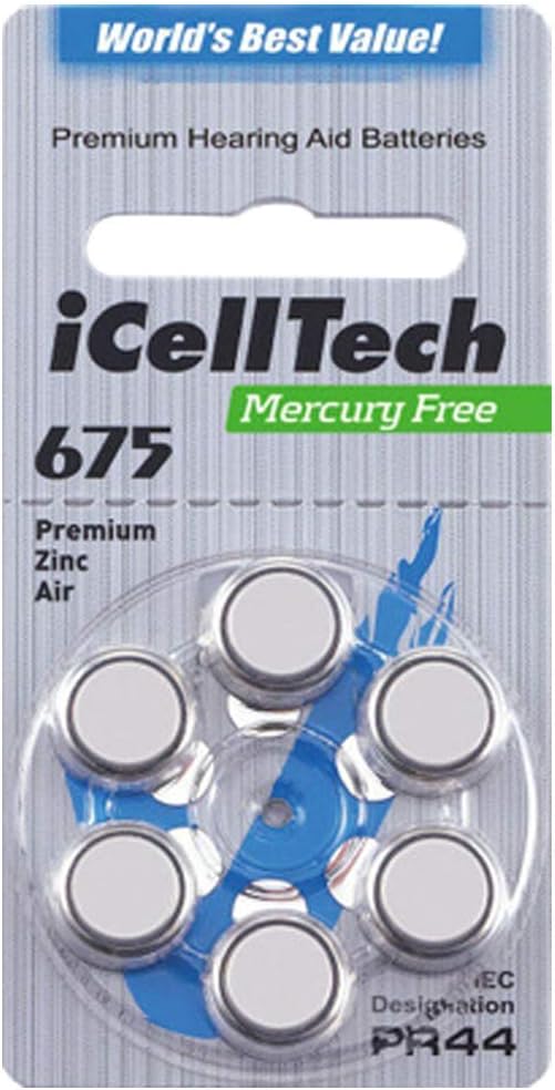 iCellTech Size 675 Hearing Aid Battery 60 Batteries