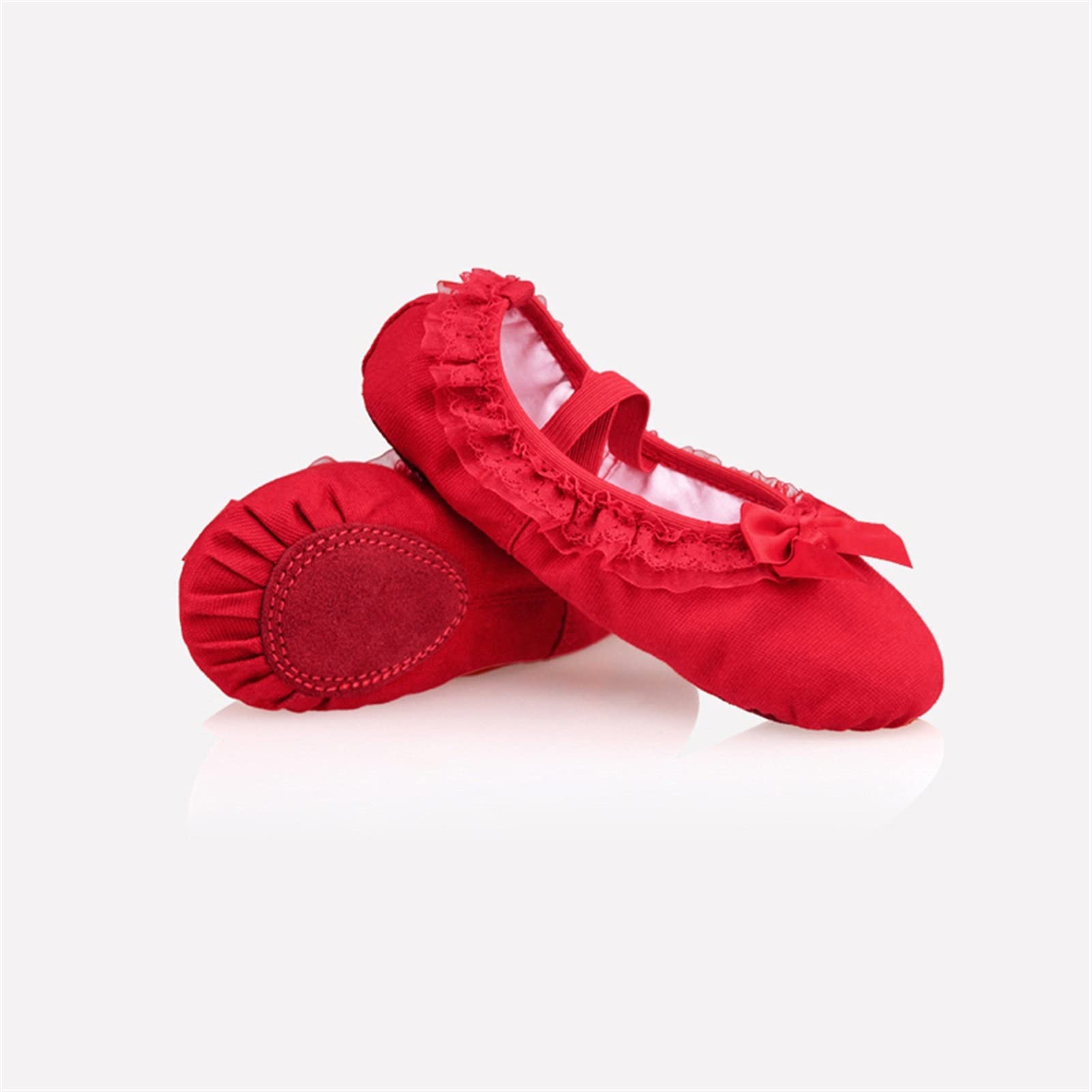 Ballett-Schuhe, 2 Paar schöne Canvas weiche Sohle Mädchen Kinder Spitze Ballett Praxis Tanzschuhe for Kinder(Pink,29 EU)