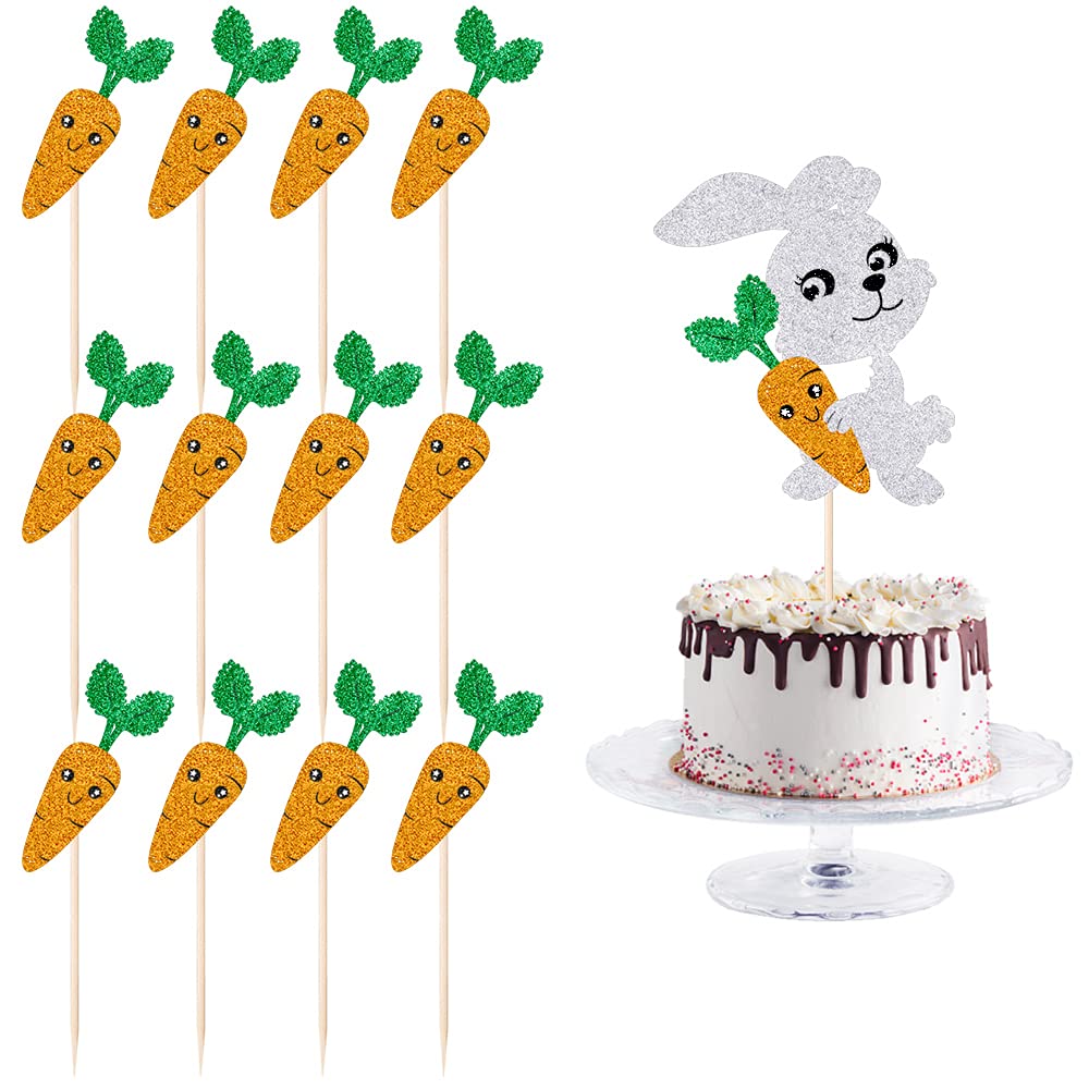Buy LVEUD Bunny and carrot cake topper-bunny theme happy birthday cake ...