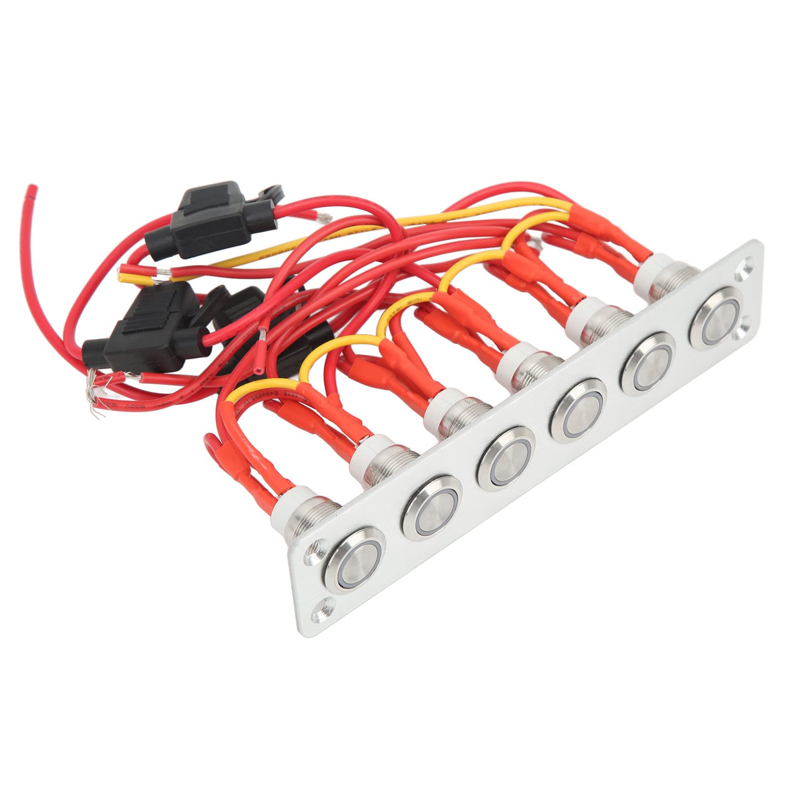 Marine-Schalttafel für Boote, Autos, Wohnmobile, Yachten, 12-V-Gleichstromsystem, 6-facher Druckknopfschalter, blaue Hintergrundbeleuchtung, Ersatzschalter für elektrische Systeme