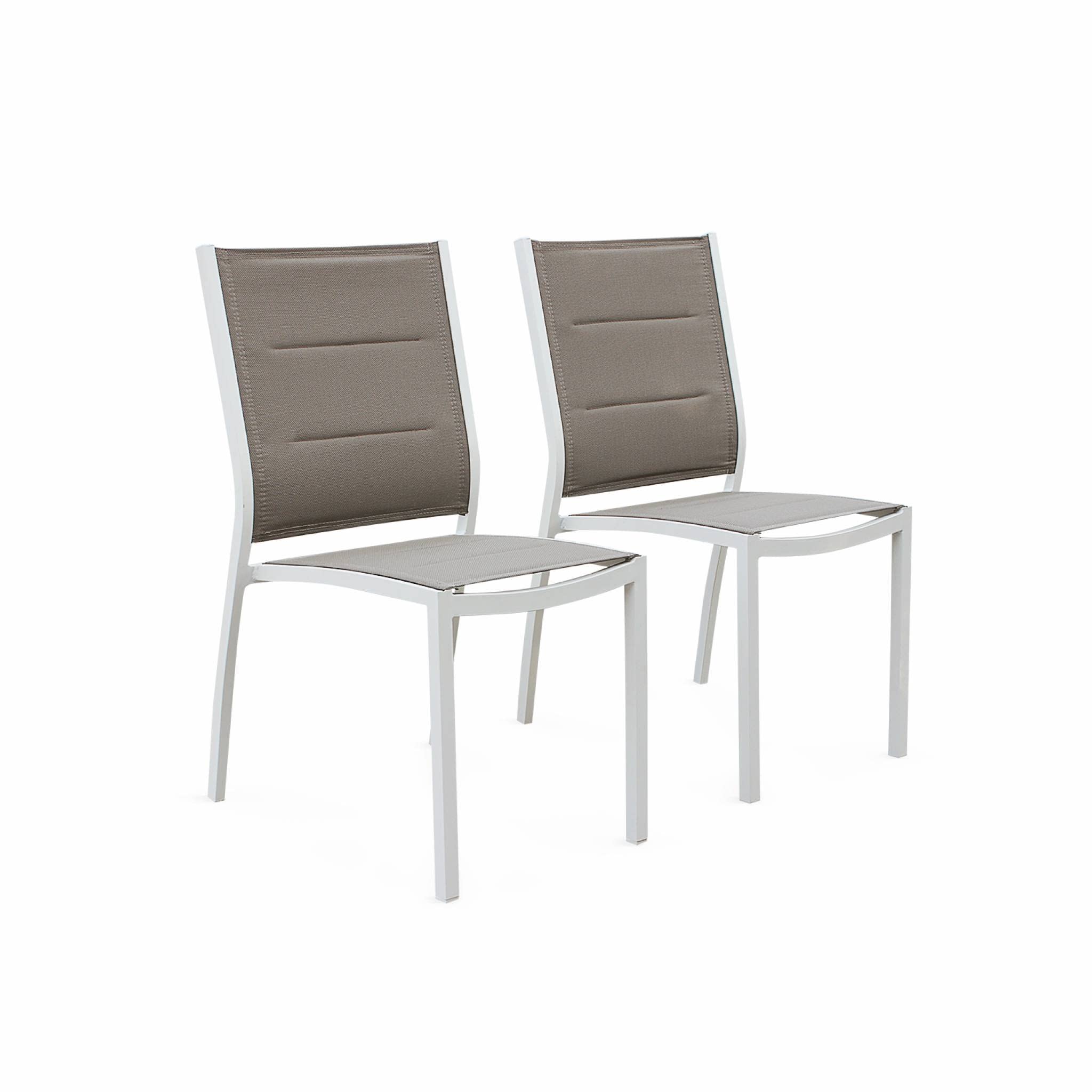 Alice's Garden - Table de Jardin Extensible Aluminium + 6 assises - Chicago 210 Taupe - Table en Aluminium 150/210cm avec rallonge et 6 assises en textilène