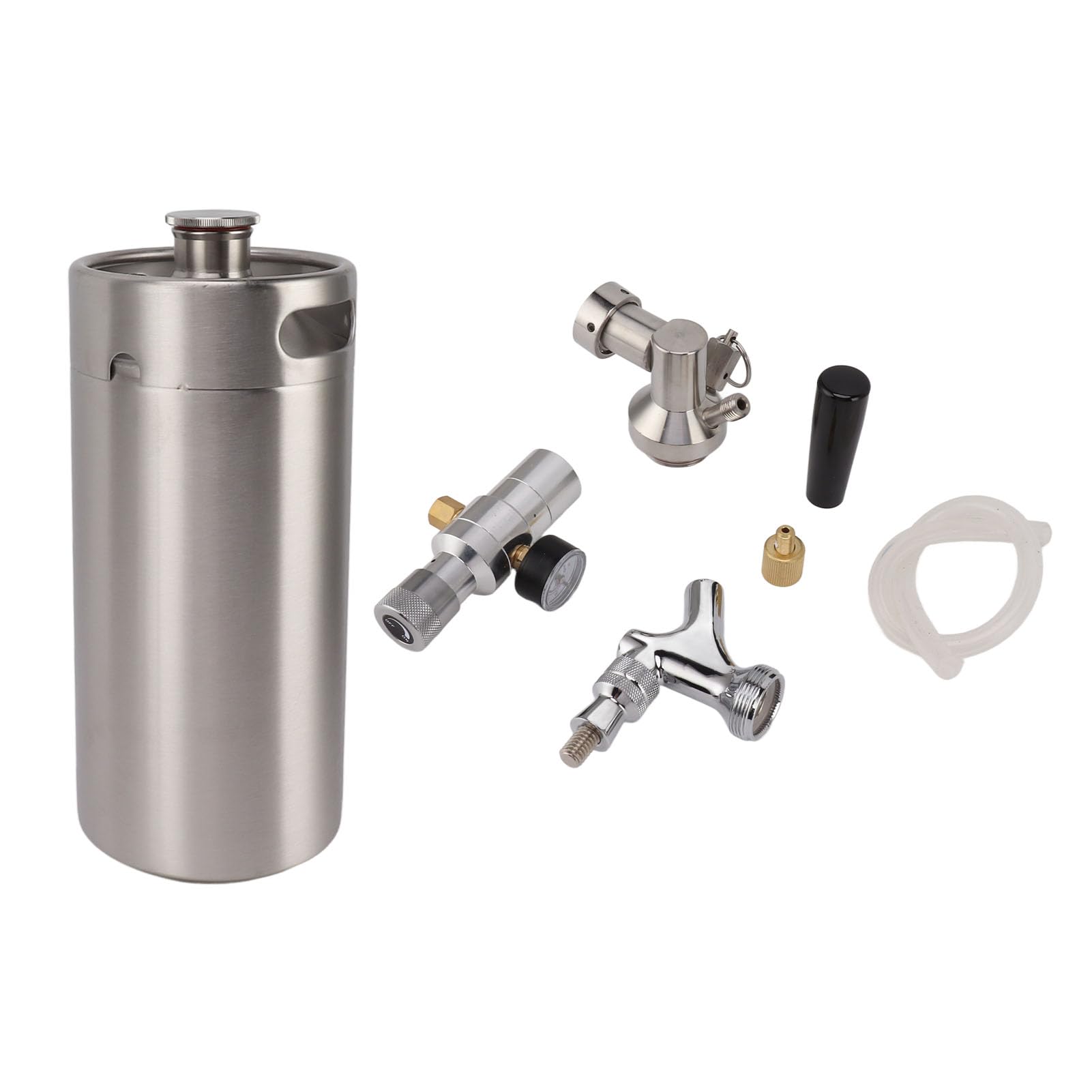 3,6 l Mini-Edelstahlfass mit Wasserhahn, 150 PSI Manometer, Druckbierspender, Heimbrausystem für Craft-Beer-Enthusiasten, langlebige Brauausrüstung