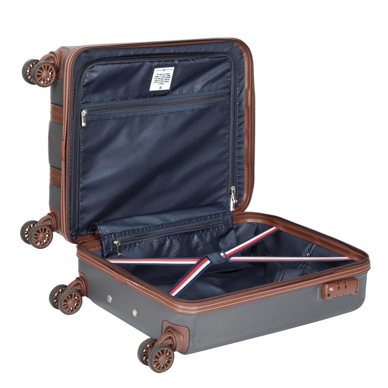 Image of TOMMY HILFIGER Large Hard Luggage Graphite X - Olive | Check-in Trolley Bag with TSA Lock | 360 Spinner Double Wheels | Telescopic Handle | PC Shell Suitcase | 78.5cm | 129L Capacity