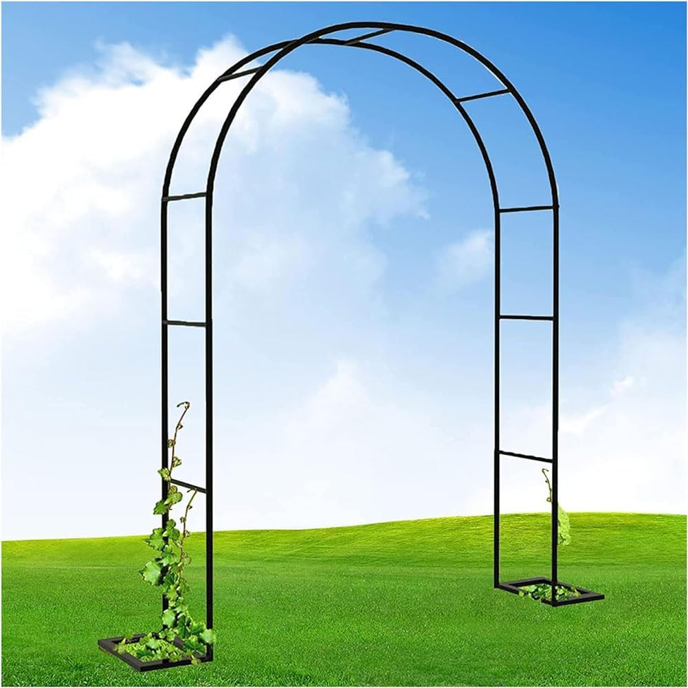 Outdoor Metal Arch Garden Arbor with Base 140Cm 180Cm 240Cm 300Cm Wide Black Trellis Various Archway Flowers Climbing Plant Lawn Backyard,Green,W3M*H2.2M