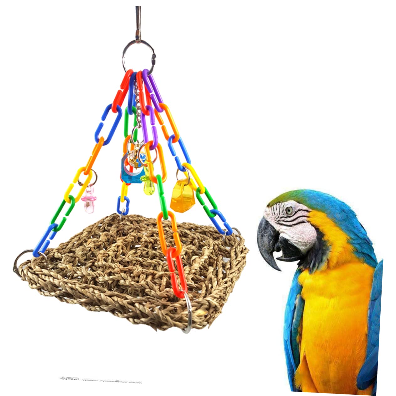 DOITOOL 3pezzi Giochi Per Pappagalli Altalena e Amaca Per Uccelli Trespolo Da Arrampicata Per Pappagalli Di Piccole Giocattolo Da Rosicchiare Per Uccelli Domestici