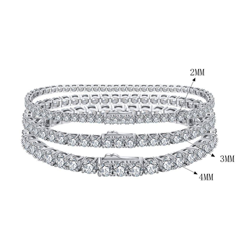 OZEO Armband Silber,S925 Sterling Silber Tennis Armband 4Mm Micro-Set Zirkon Diamant X-Link Armbänder Exquisites Freundschaftsarmband Licht Luxusschmuck Für Damen Männer Geschenk, 7 Zoll