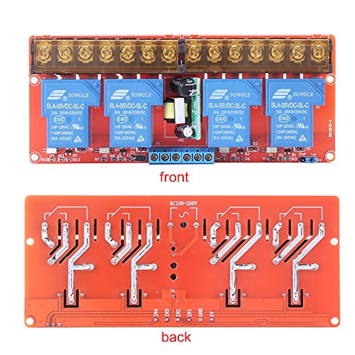 Relay Module,Ac100V-250V 30A High Power 4Ch Relay Dc5V High Low Level Trigger Switch Module #TOP16