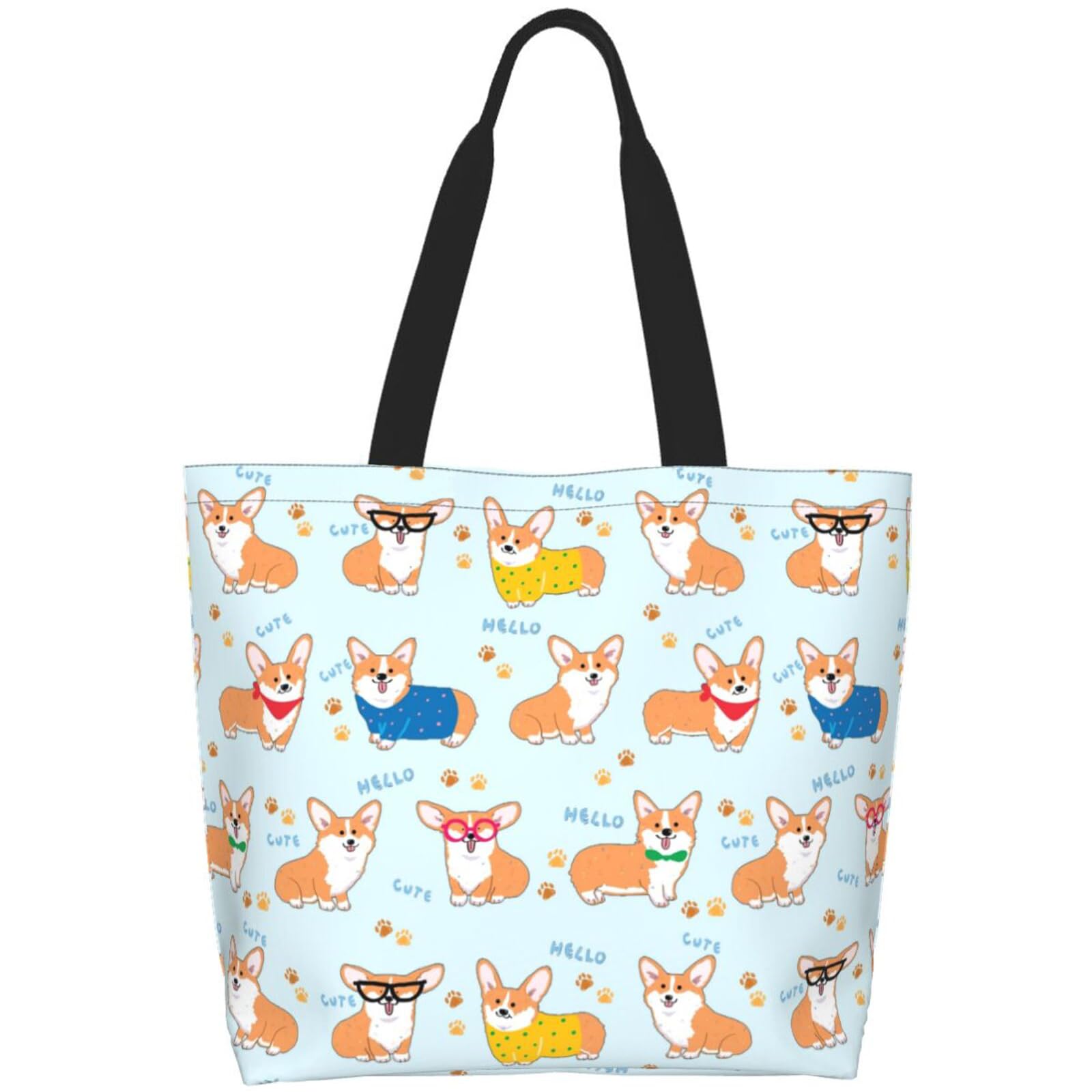 Qwalnely Cute Tote Bag Beach Canvas Bag Travel Reusable Grocery Shopping Bag Tote for Women Men