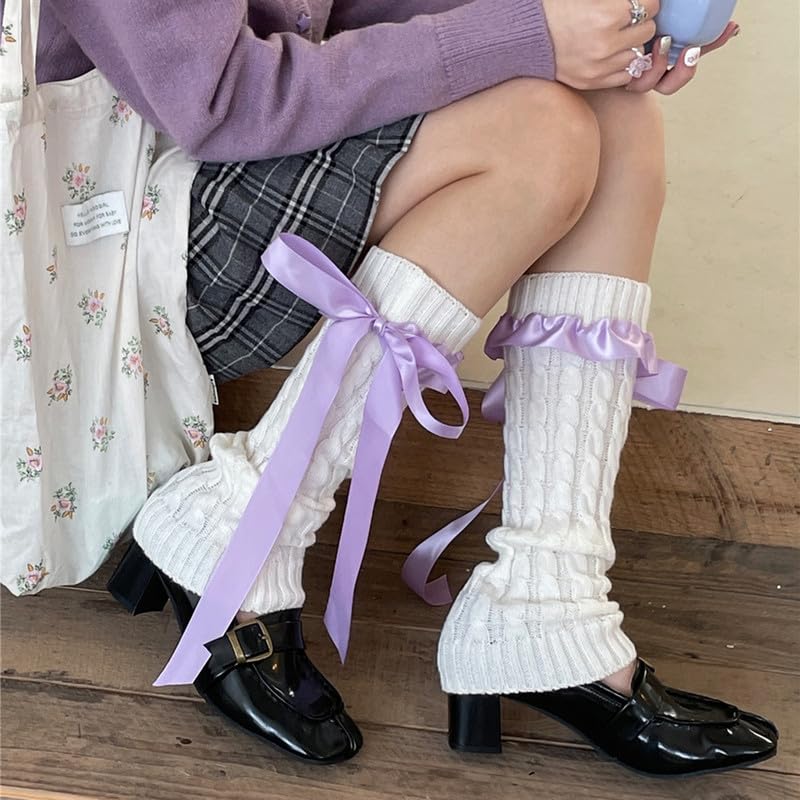 Image of Argeousgor Womens Y2k Leg warmers Ribbed Leg Socks Girls Japanese Student Harajuku Kawaii Party Juniors Socks