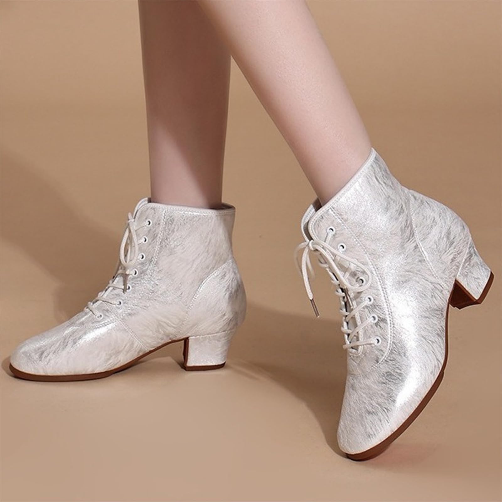 Stivali da Ballo da Sala da Donna con Lacci Scarpe da Carattere Latino per Salsa Tango Moderno