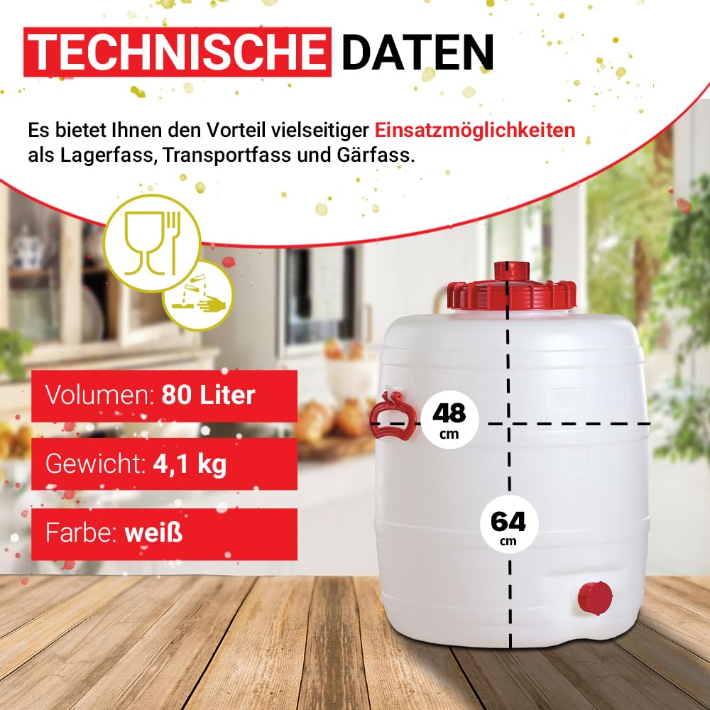 GRAF Universal-Fass 80 Liter rund aus lebensmittelechten PE