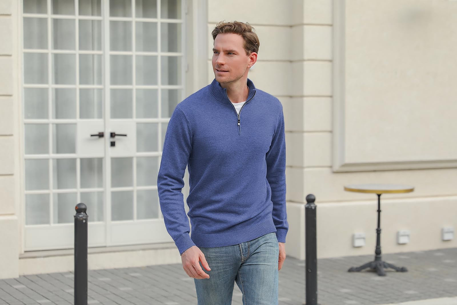 iClosam Maglione Uomo Invernali Collo Alto con Zip Pullover Giacca in Maglia Maglione Pullover Invernale Tenere Caldo