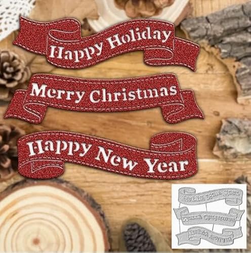 Merry Christmas Metal Die Cuts,Happy New Year Cutting Dies Cut Stencils DIY Scrapbooking Decorative Embossing Paper Scrapbooking Card Making