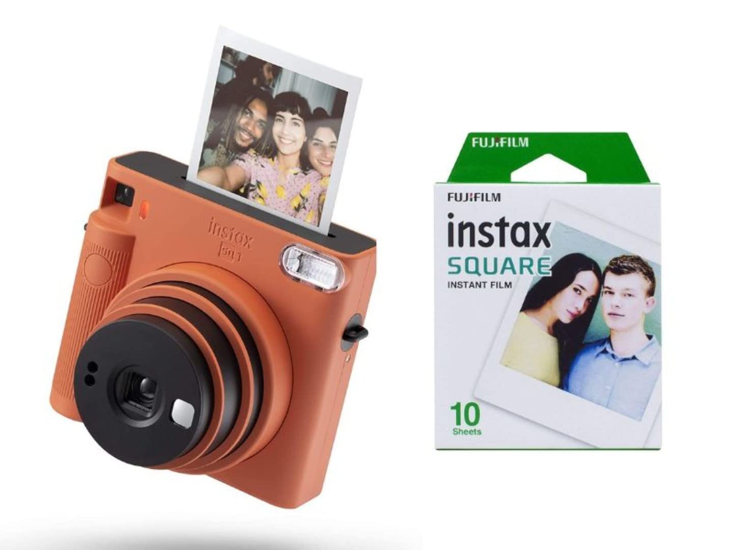 Fujifilm Instax Square Sq 1 Terracotta Orange | Fotocamera A Sviluppo Istantaneo | Modalità One-Touch Selfie & SQUARE, Film Pellicola Istantanea, Formato Quadrato