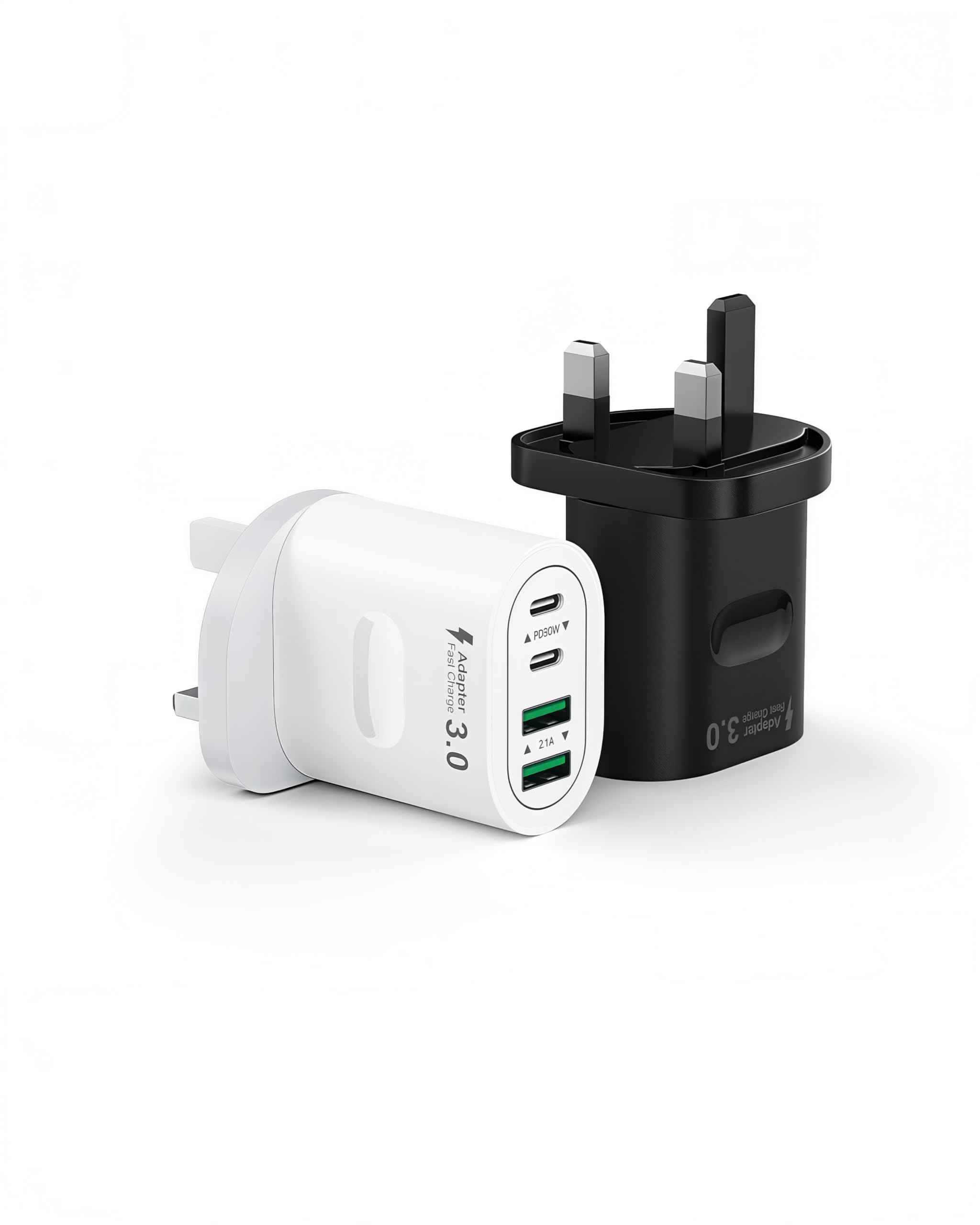 USB C Plug Fast Charge, 60W 4-Port Multi USB Plug UK Dual Port PD Power Adapter (5V/3A, 9V/3A, 12V/2.5A)+QC Mains Wall Charger, Type C Fast Charging for iPhone 16/15/14/13/12 Pro Max, Samsung, iPad — view 8