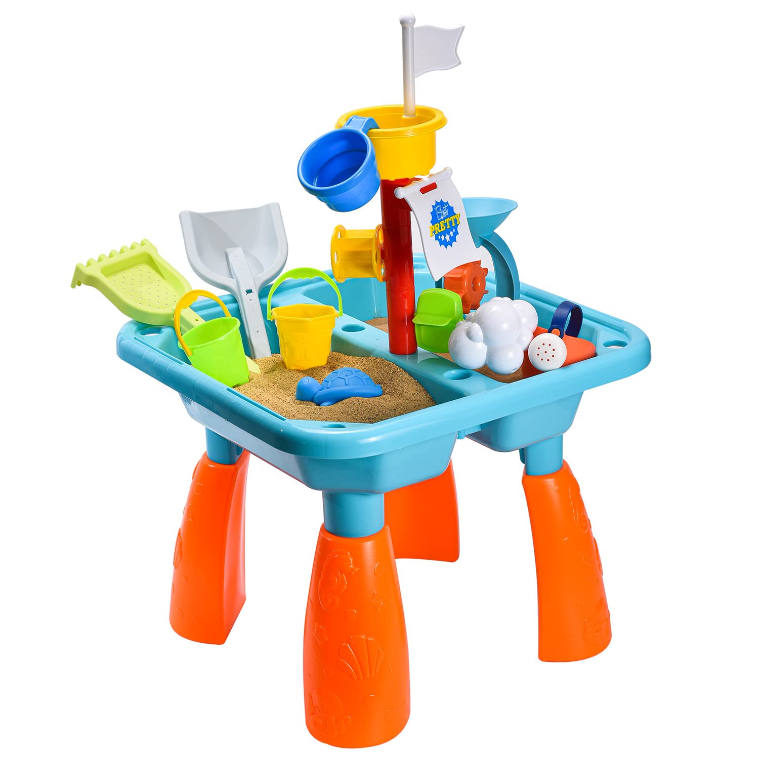 YUDOXN Mesa de Agua y Arena Mesita Infantil para Juegos. Juguetes de Playa para niños, Mesa de Arena.Seguro y Portátil - Fomenta el Juego Creativo. (Square Table)