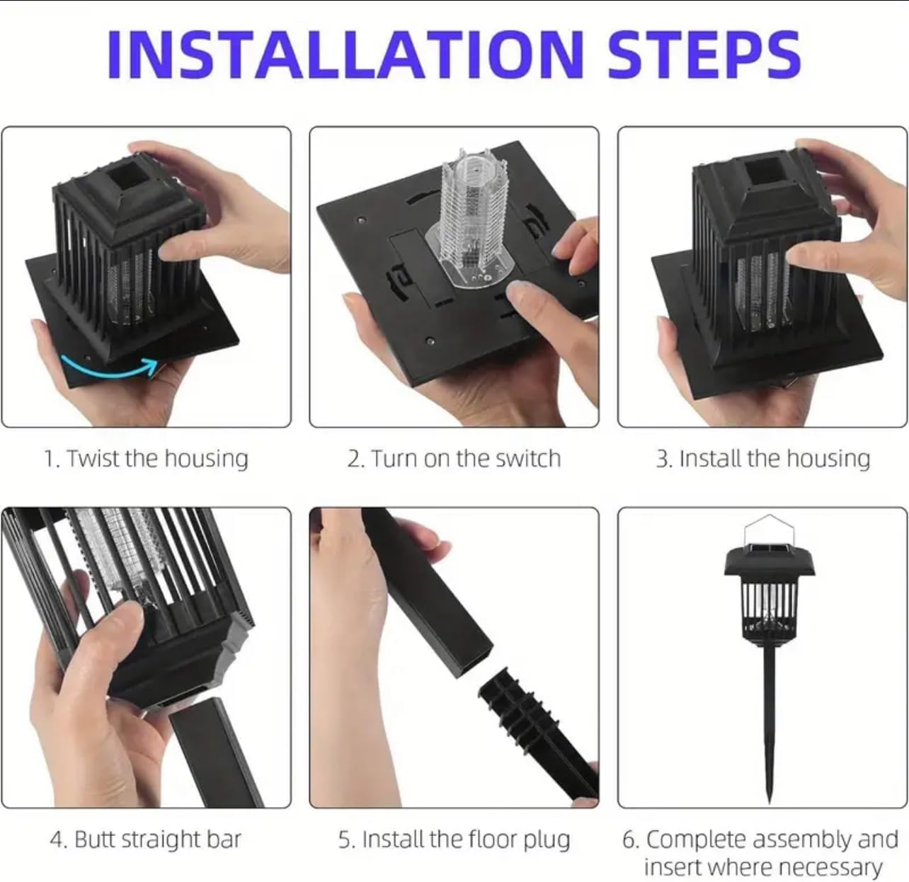 New & Improved 2 Pack Solar Powered Zapper- Enhanced Outdoor Flying Insect Killer- Hang or Stake in The Ground- Cordless Garden Lamp- Portable LED Machine- Best Stinger for Mosquitoes/Moths/Flies (2)