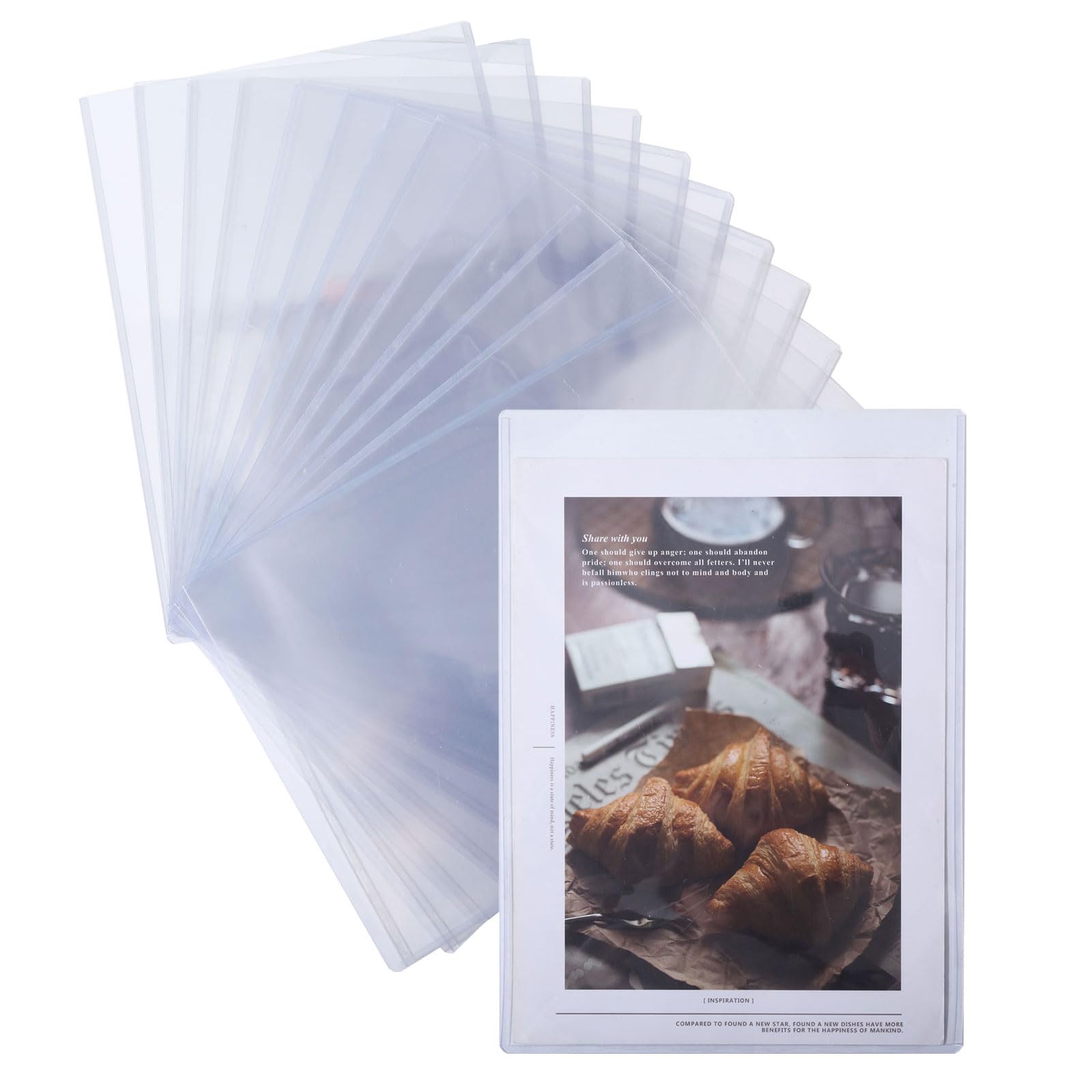 GLOBLELAND 12 Stück A4 oben offen Dokumentenmappe PVC transparent Dokumententaschen Ordner zum Aufbewahren für Papiere Menühüllen Dokumente Büro Bürobedarf & Schreibwaren