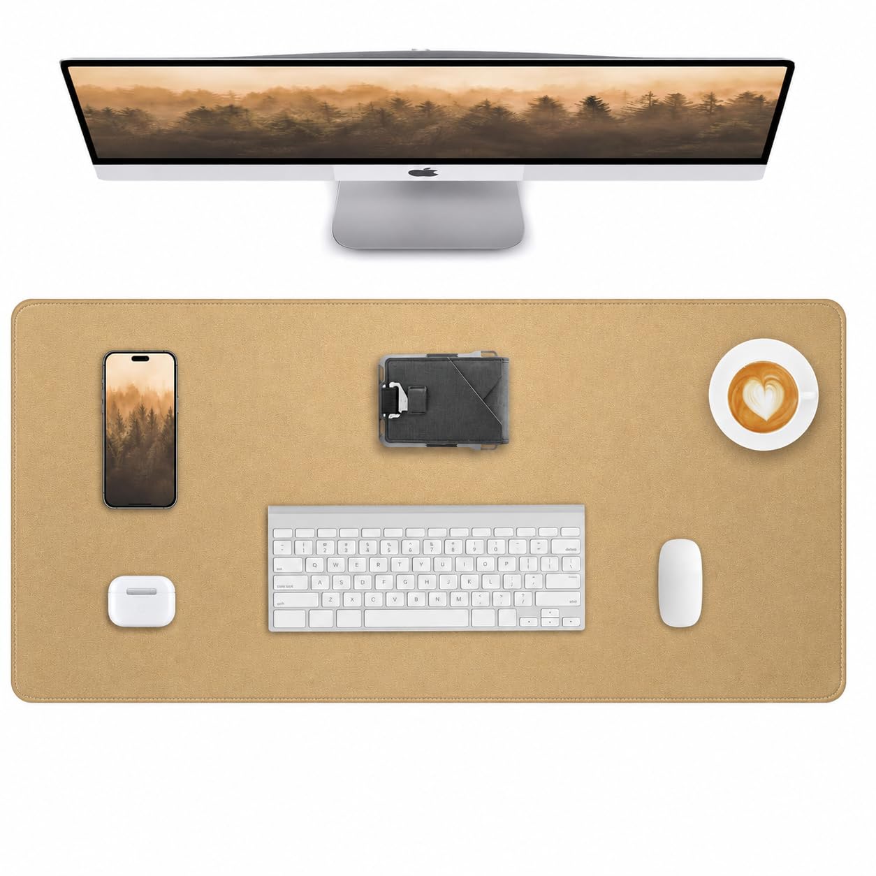 Leather Desk Pad Protector, Gold, 23.6" x 13.7"