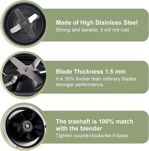 Equust 2-pack Replacement Extractor Blades Compatible with NutriBullet 600W and 900W Series Blender, Stainless Steel Cross Blade Parts