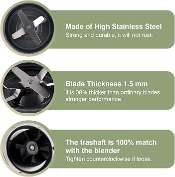 Equust 2-pack Replacement Extractor Blades Compatible with NutriBullet 600W and 900W Series Blender, Stainless Steel Cross Blade Parts