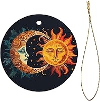 Vista 1 de Adornos colgantes de cerámica con sol dorado, colgantes de bolsa para mujer, decoración de interiores de automóvil, colgantes de árbol de Navidad