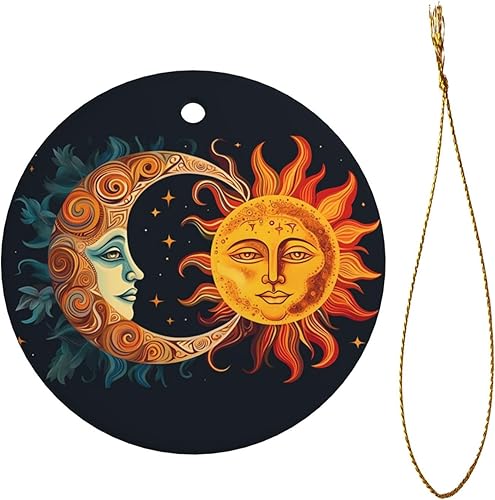 Adornos colgantes de cerámica con sol dorado, colgantes de bolsa para mujer, decoración de interiores de automóvil, colgantes de árbol de Navidad de