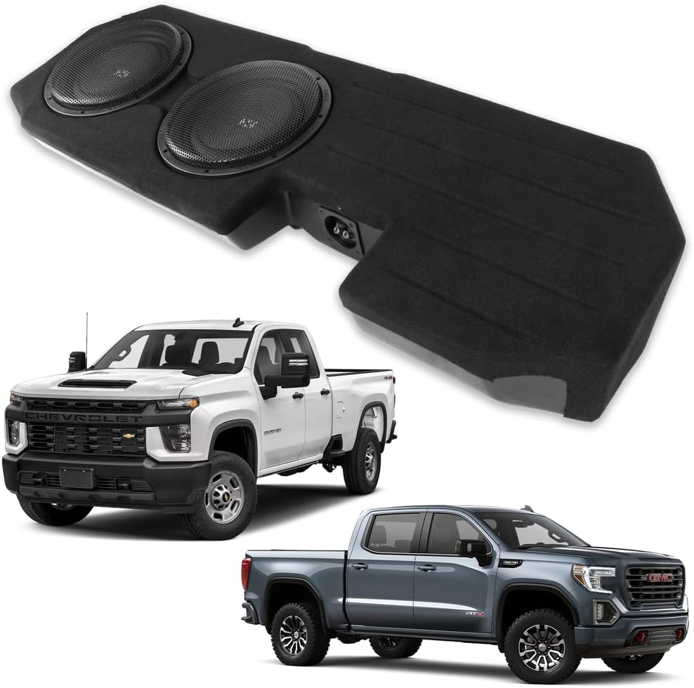 NVX BE-GM-SLVDC-G4 Custom Fit Dual 12" 800W RMS Loaded Subwoofer Enclosure for 2019-up Chevrolet Silverado and GMC Sierra Double Cab Trucks