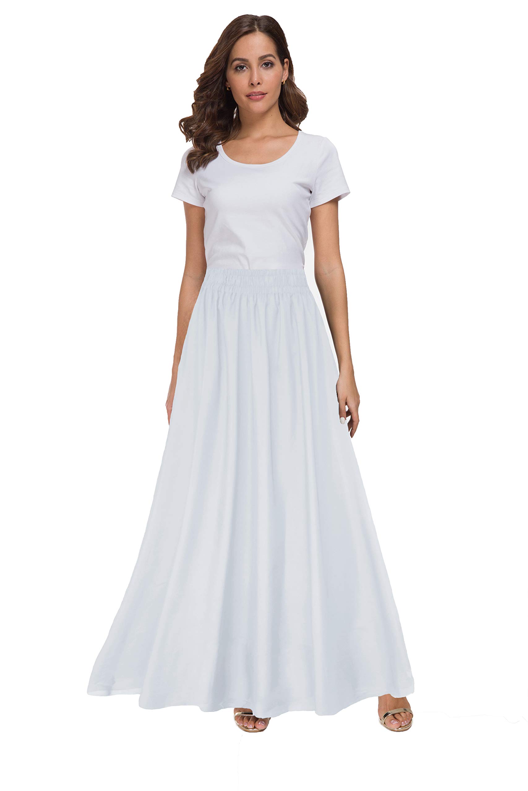 Sinono Womens Chiffon Retro Maxi Skirt Vintage Ankle-Length Skirts ...