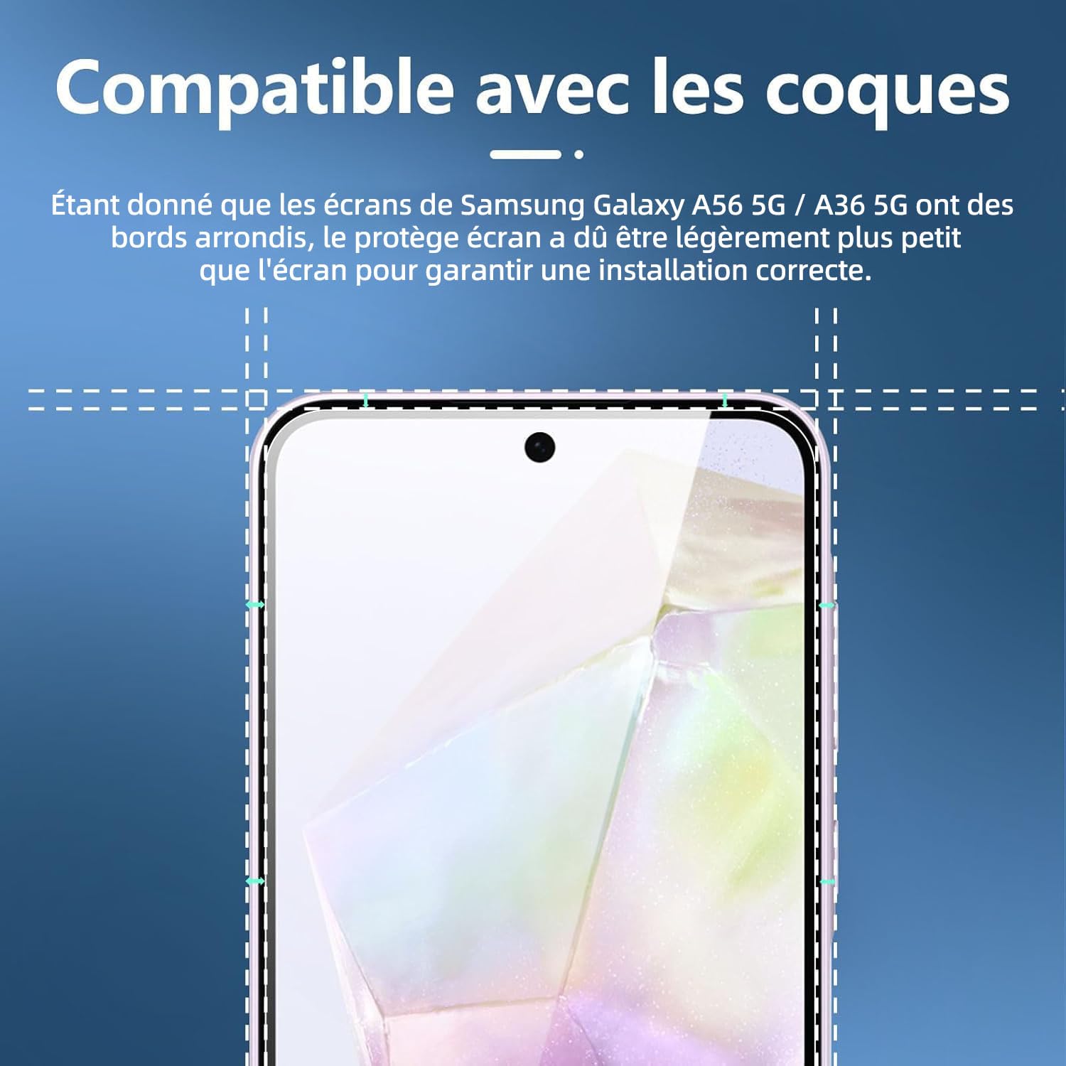 NEW'C Lot de 3, Verre Trempé pour Samsung Galaxy A56 5G / A36 5G Film en Protection écran efficace contre les Rayures - sans Bulles - Ultra Résistant (0,33mm HD Ultra Transparent) Dureté 9H Glass