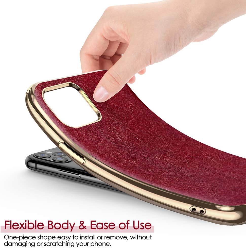 LOHASIC iPhone 11 Pro Max Case for Women, Slim Luxury PU Leather Cover Elegant Soft Flexible Shockproof Bumper Non-Slip Grip Anti-Scratch Protective Cases for iPhone 11 Pro Max 6.5" (2019) - Burgundy
