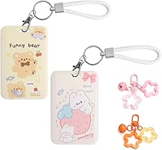 VOSSOT 2 Pièces Porte Badge avec Lanyard Breakaway pour, avec 2 porte clés, Cartes Photocard Holder Kpop, Busfahrkarten Hülle, Schlüsselanhänger, pour Travailleur Infirmier Enseignant Étudiant