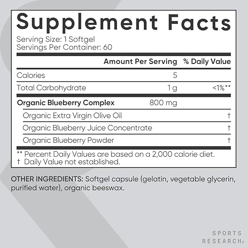 Miniatura 5 de Concentrado de arándano salvaje - Hecho de bayas orgánicas | Sin OGM y sin gluten - Lleno de antioxidantes y fitonutrientes | 60 Cápsulas blandas -