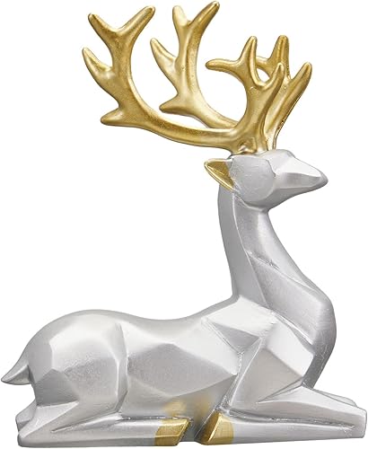 Miniatura 5 de Regalo decorativo de Navidad, 2 piezas de escultura de ciervo geométricos 3D utilizados para establecer un ambiente festivo, chimenea, mesa de