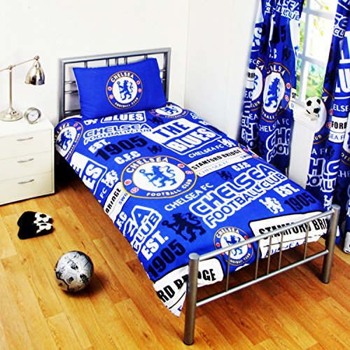 Chelsea FC Childrens/Kids Official Patch Football Crest Duvet Set (Twin Bed) (Blue)