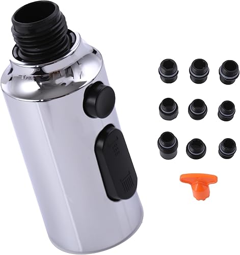 Miniatura 9 de Reemplazo de cabezal de grifo extraíble, reemplazo de cabezal de grifo de cocina, 3 modos con 9 adaptadores, cabezal rociador de grifo de cocina,