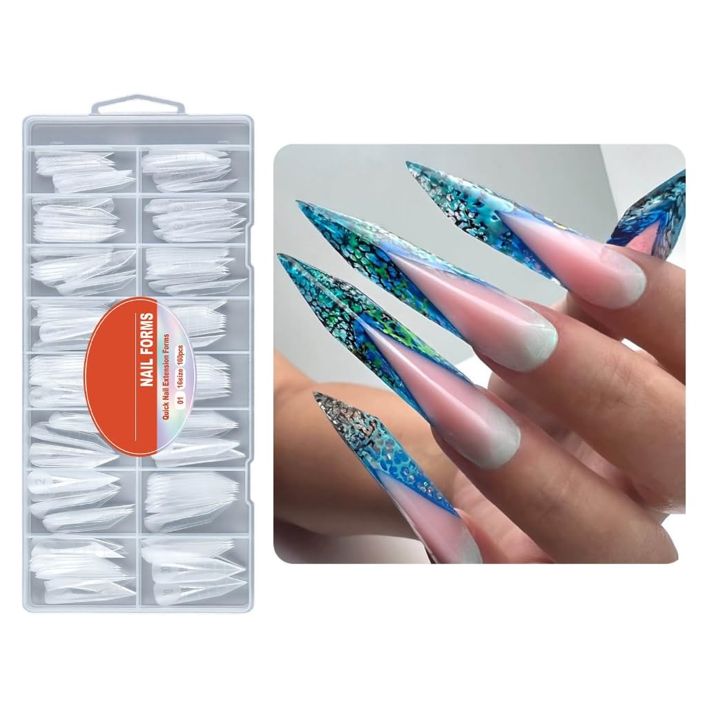 160Pcs Safe Clear Nails Press Stick Nails Tips for Extensions Natural Fingernails Care Protections