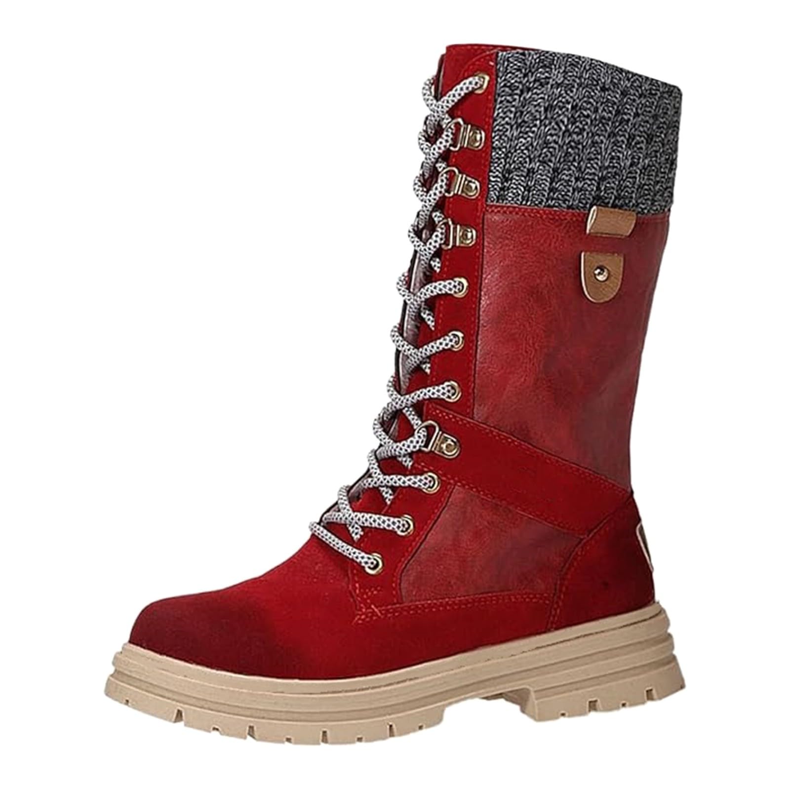 Genérico Botas de Mujer con Cordones Plataforma Botas Punta Redonda Elegantes Zapatos Suaves y Comodas Caminar Bota Informales Antideslizantes Botin para Otoño Invierno Trabajo Paseo y Uso Diario