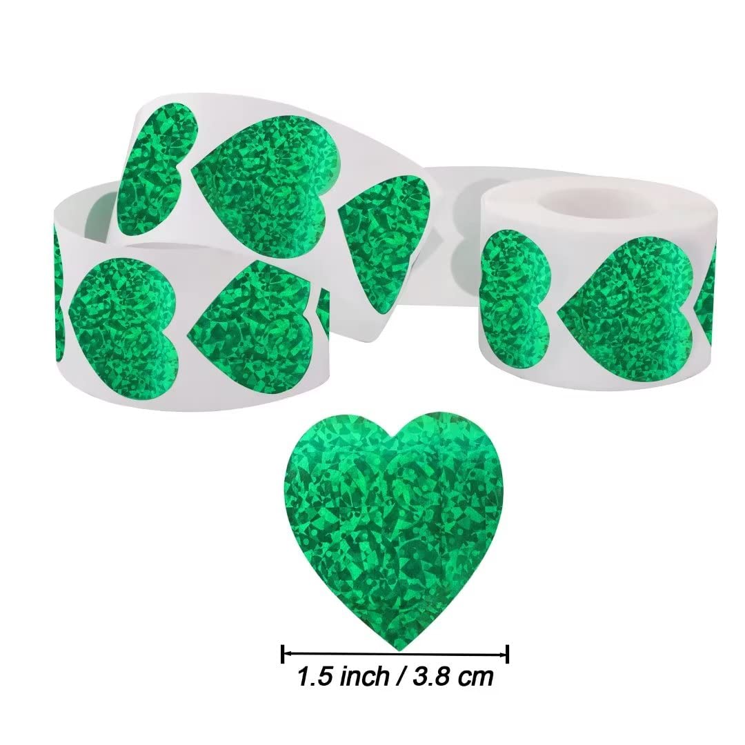 500 Calcomanías De Corazón Del Día De San Patricio De 1.5