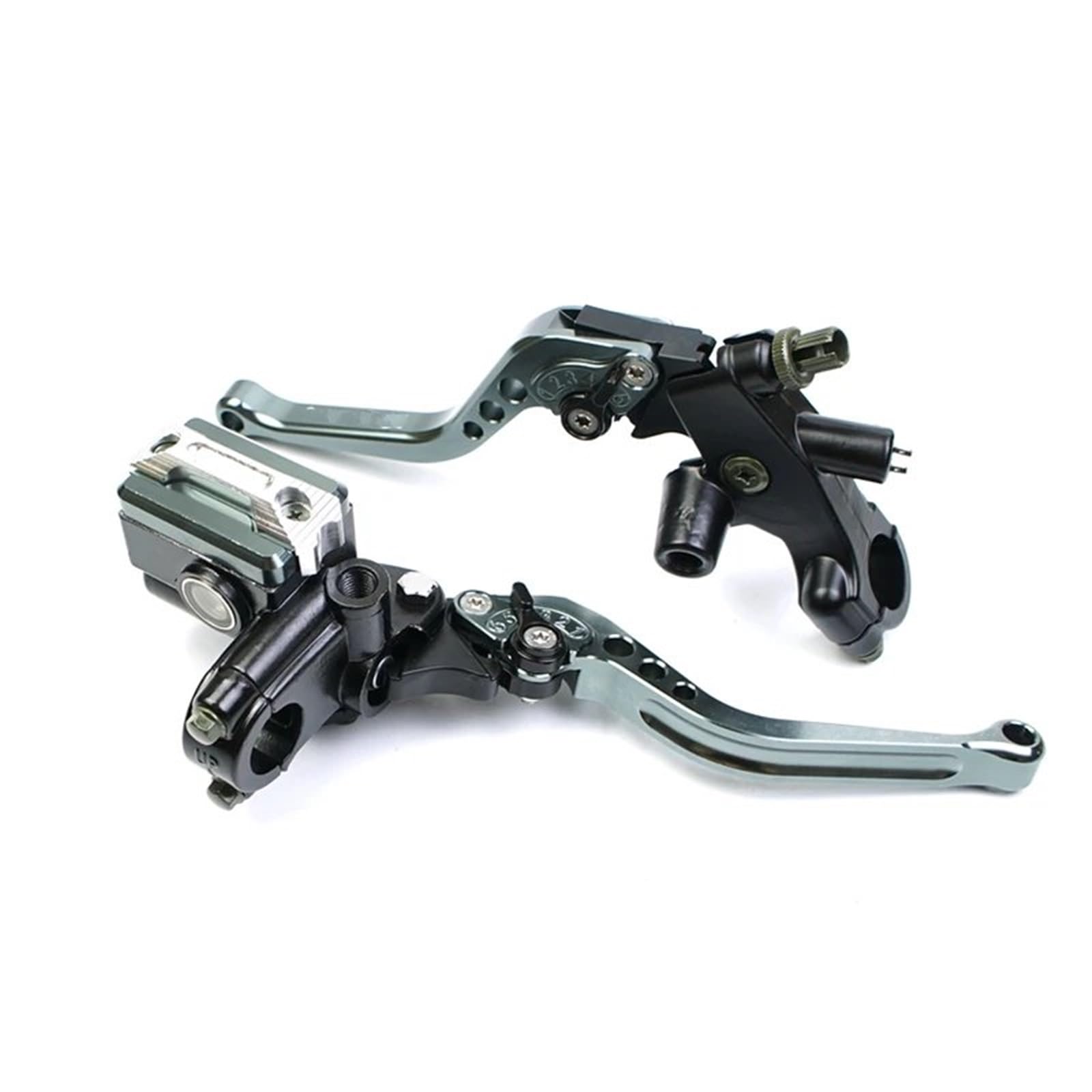 Pbqenxb Break and Clutch Levers Universal Motorcycle Hand Brake Clutch Lever 22mm Motorbike Pump Resevoir(Grey)