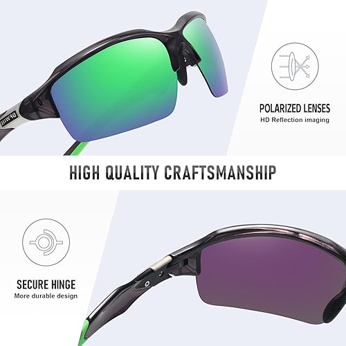 Miniatura 5 de Gafas de sol deportivas polarizadas para hombres y mujeres, envolventes alrededor de medio marco, ciclismo, pesca, ciclismo, correr, gafas de sol