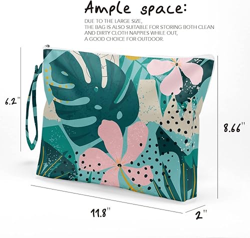 Miniatura 7 de Fokongna Bolsas de cosméticos, bolsas de artículos de tocador, impermeable de gran capacidad de hoja tropical bohemia de la planta de la palma de la