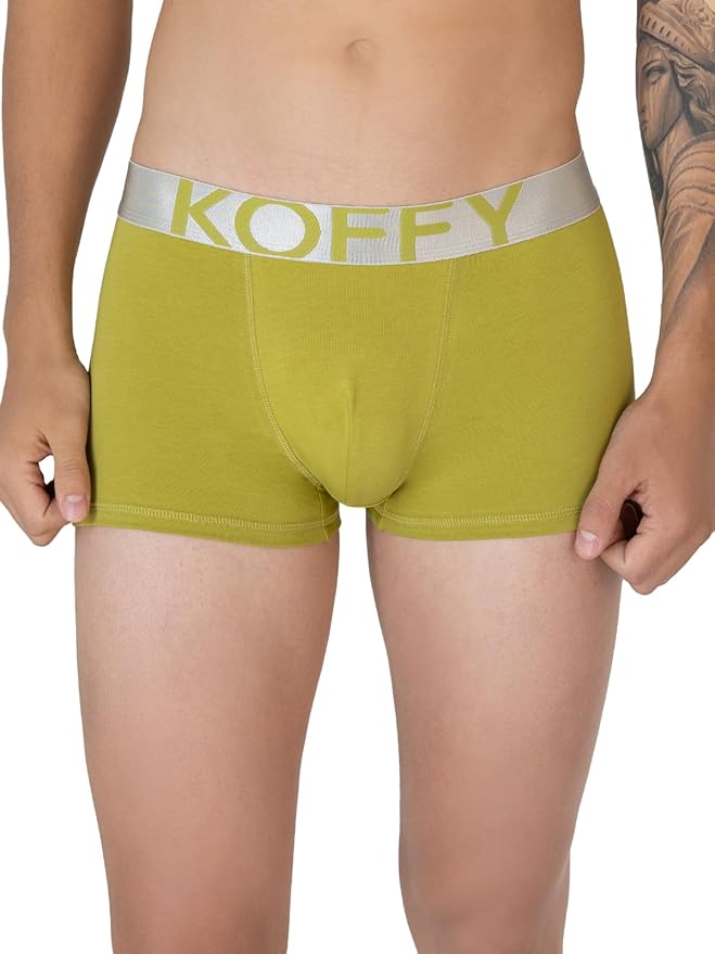 KOFFY Men’s Malleable Cotton Lycra Mini Trunk with Minus Cutting Pouch and Moisture Wicking Properties