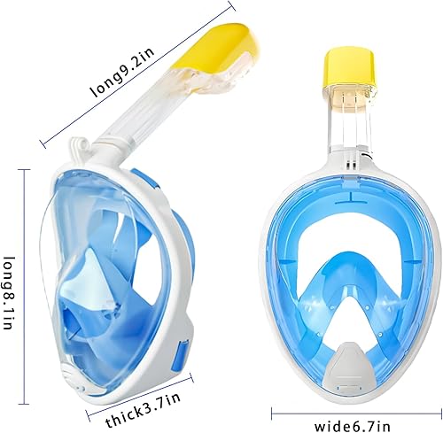 Miniatura 2 de Máscara de esnórquel seco de cara completa, adecuada para equipos de esnórquel principiantes, respiración libre, vista panorámica de 180 grados,