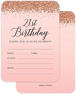 Andaz Press Blush Pink and Rose Gold Glitter Invitations