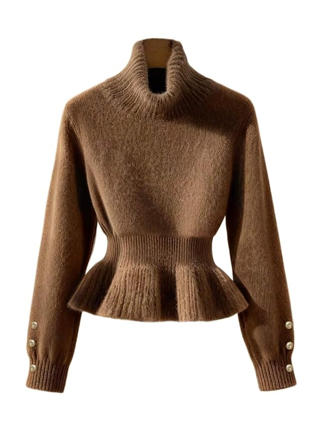 Womens Pullover Sweater Elegant Plush Knit Pullover Sweater for Women Autumn Winter