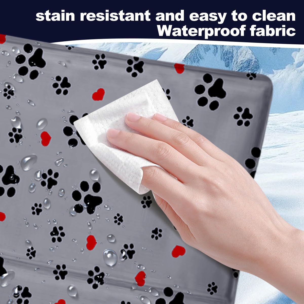 Tappetino Refrigerante per cani medi XL, 65 * 50cm Tappetino refrigerante cane con cuscino in gel non tossico, Durevole e Antigraffio,per Cani,Gatti,Animali Domestici,Umano - Impronta Zampa